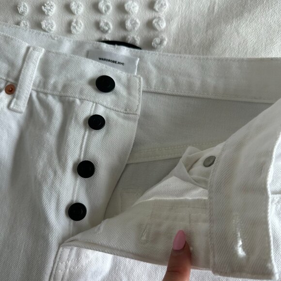 NWT Wardrobe NYC Denim Column Maxi Skirt White Sz 27 Back Center Slit - Picture 5 of 12